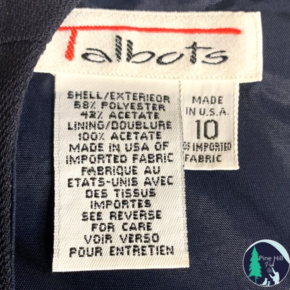 Vintage Talbots Sleeveless Suit Top Blouse Womens 10 Navy Blue Button Back Lined - Picture 5 of 9